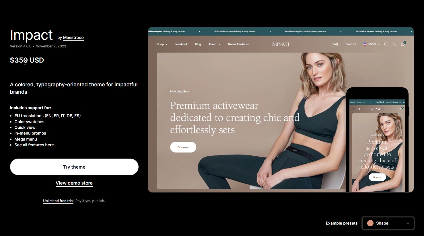impact shoipfy theme
