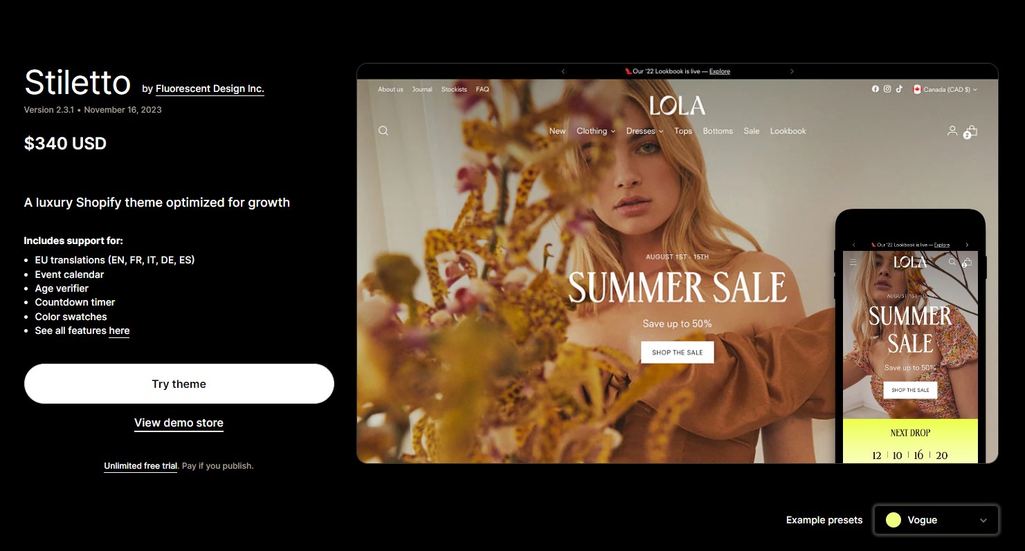 Stiletto shopify theme