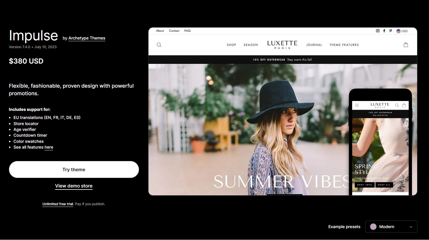 Impulse shopify theme