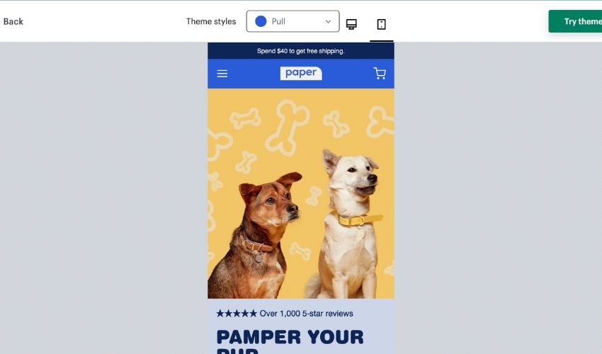paper shopify theme mobile responsiveness