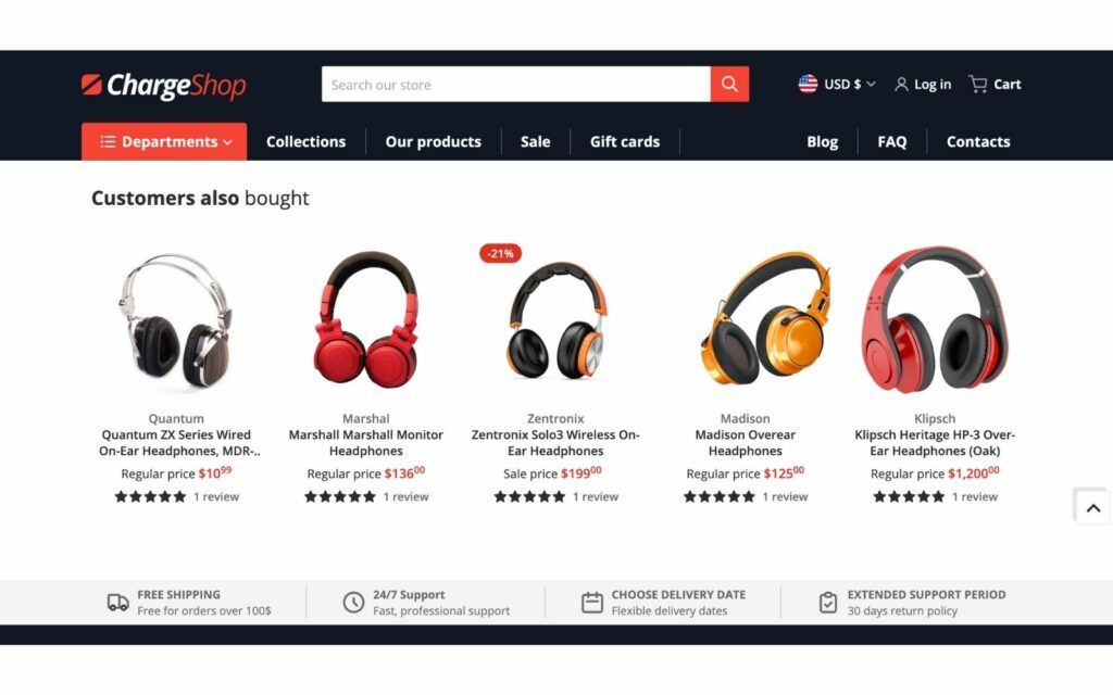 recommended products charge theme