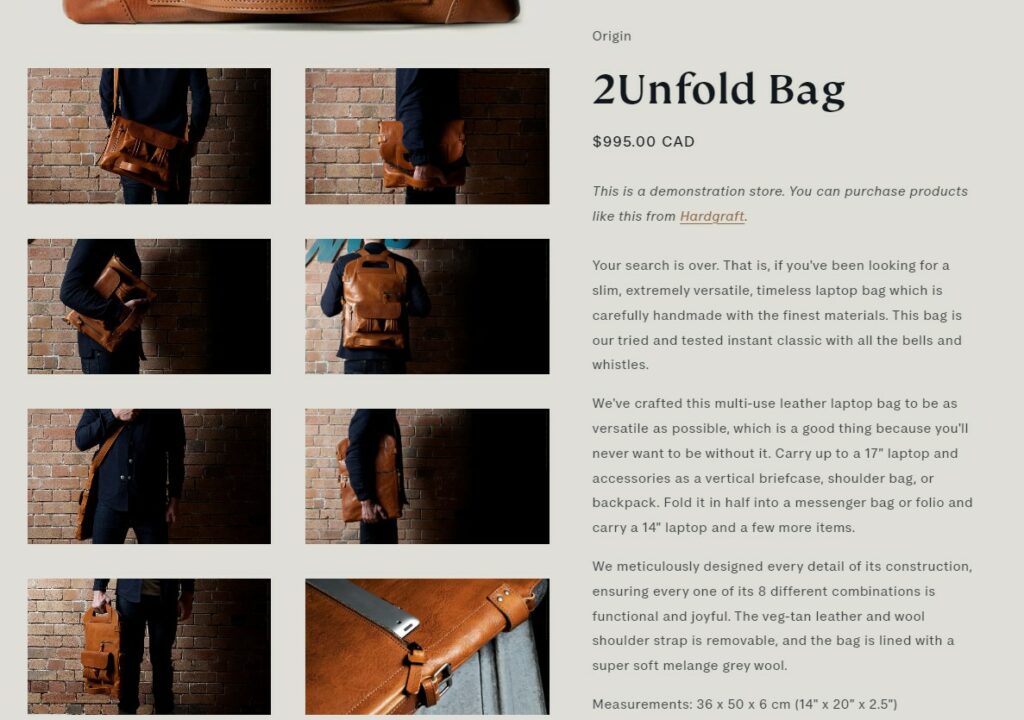 Origin Shopify theme image gallery