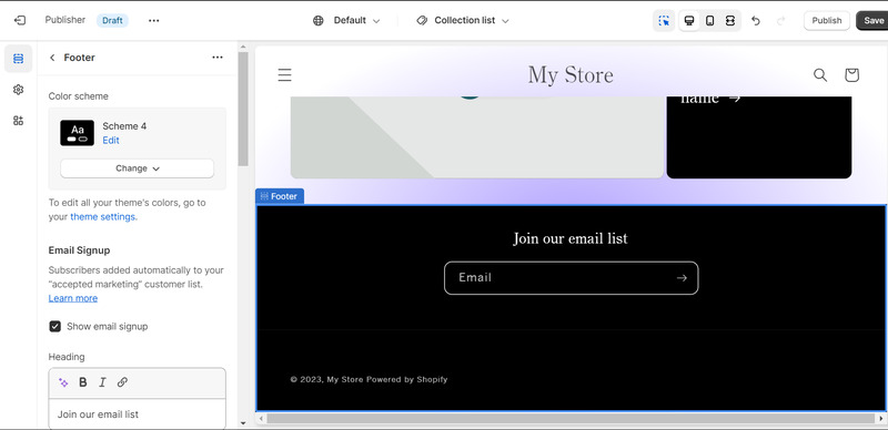 Customizing the Footer