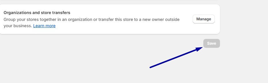 After filling out the store information, hit the Save button to proceed.
