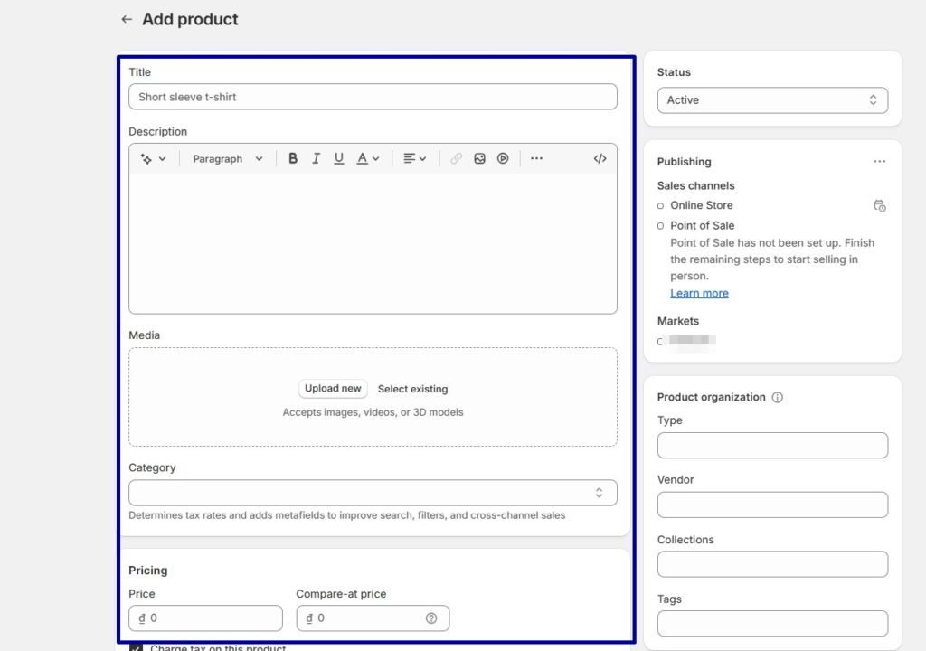 Upload product images, write compelling descriptions, set prices, and add variants (e.g., sizes or colors).