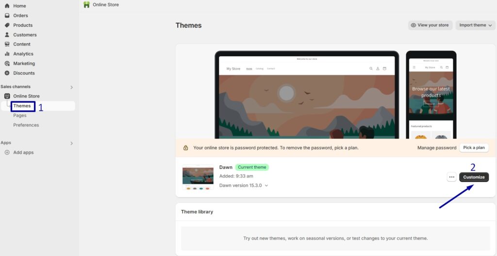 From your Shopify admin, go to Online Store > Themes
