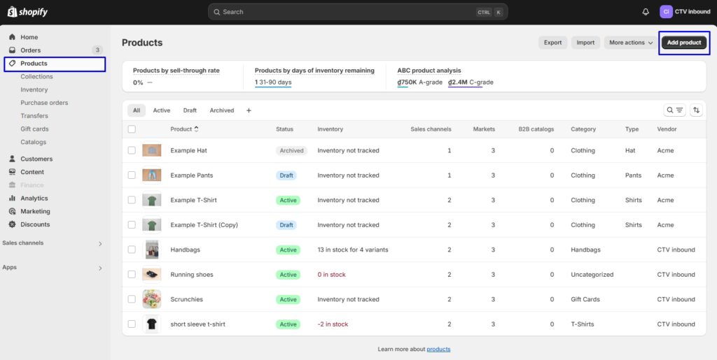 click Products > Add Product.