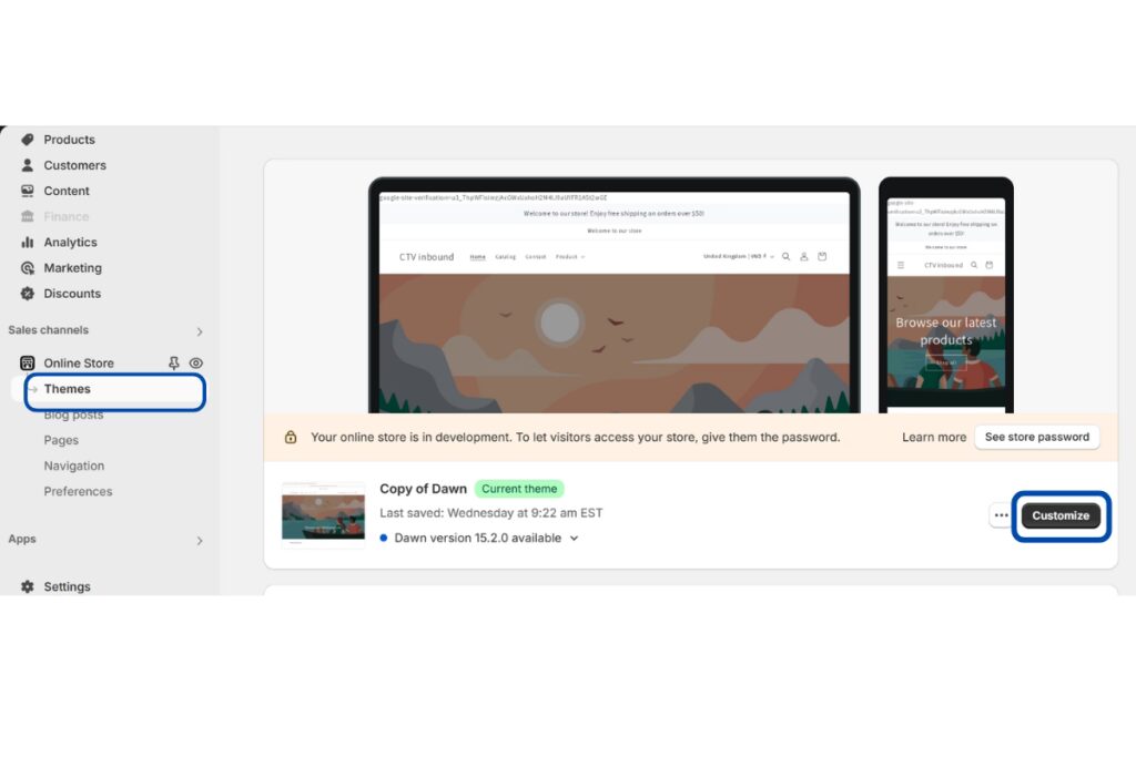 Customize the Shopify Studio Theme 1