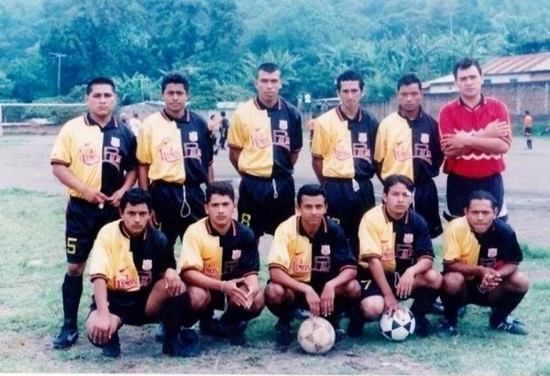 Miguel Luna (#5, top row, far left), a construction worker who is presumed dead after the Key Bridge collapse Tuesday, played soccer for a team called Once Berlines in Berlin, El Salvador as a young man, a friend said.