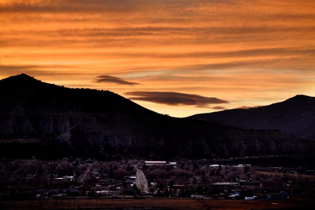 The sun sets over Ridgway, CO in the heart of the San Juan Mountains November 29, 2018 in Ridgway, CO. (Photo by Joe Amon/The Denver Post)