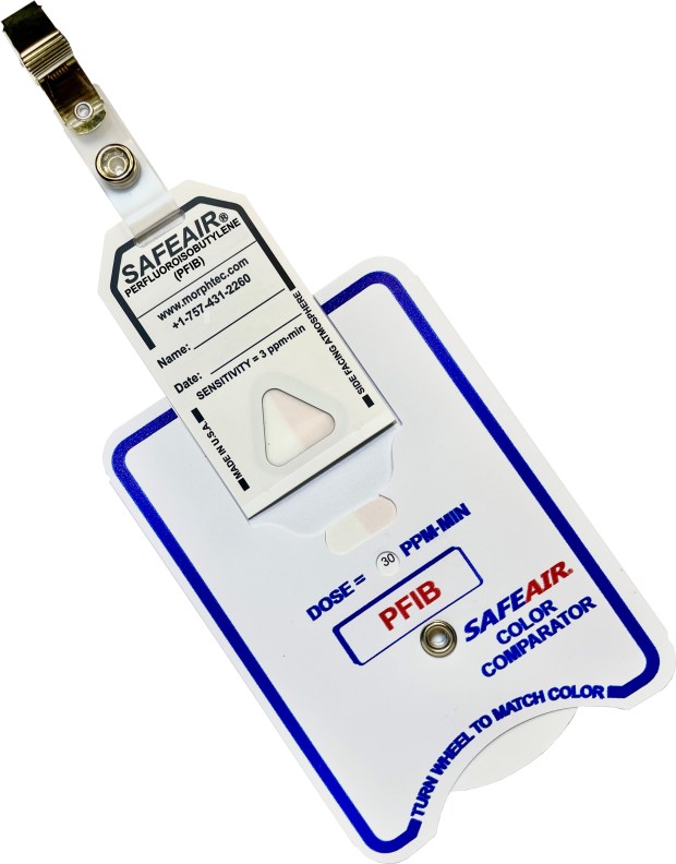 Morphix Technologies, a small business based in Virginia Beach, developed a badge capable of detecting perfluoroisobutylene, or PFIB, a highly toxic chemical present when Teflon is manufactured. (Courtesy of Morphix)