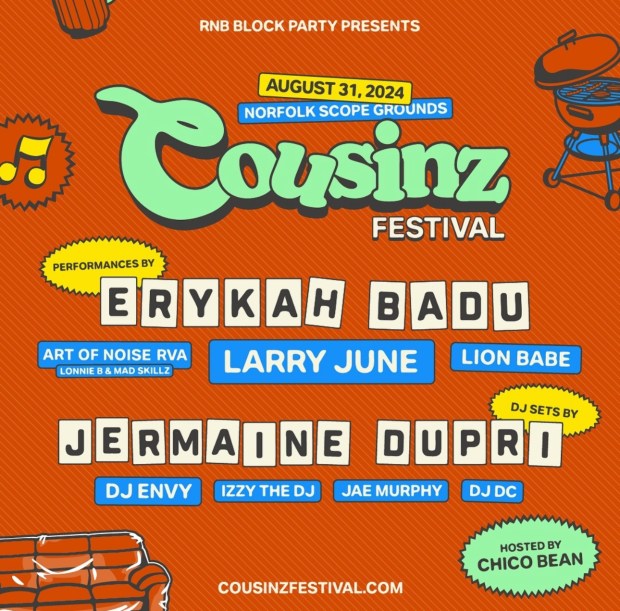 The Cousinz Festival at Scope in Norfolk on Saturday will be headlined by Erykah Badu and Jermaine Dupri. (Photo courtesy of Cousinz Festival)