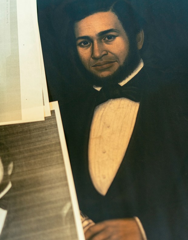 Photo shows an oil painting that may depict John S. Jacobs.