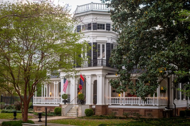 White Arches, a historic antebellum home, during Pilgrimage in Columbus, Miss., on April 3, 2024. Each spring, Columbus, Miss., has opened its Civil War-era homes to visitors. Some say the event should reflect more the oppression behind the architecture, and how the city has changed since. (Kate Medley/The New York Times)