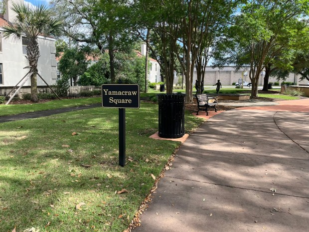 Yamacraw Village in Savannah, Georgia, is one of the nation's oldest public housing projects. In 2022, Savannah's city leaders unveiled Yamacraw Square, within the public housing complex, designed to pay tribute to the area's African American and Native American history. (Renuka Rayasam/KFF Health News/TNS)