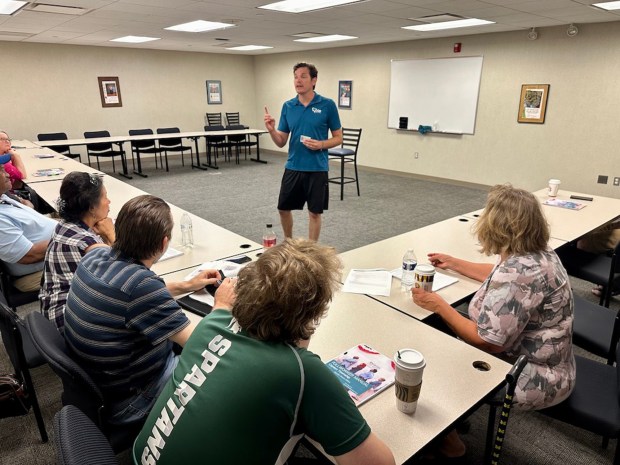 A clerk trains poll workers in Michigan