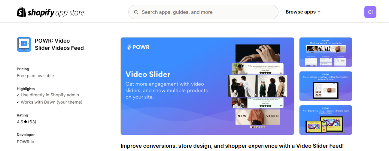 POWR: Video Slider Videos Feed