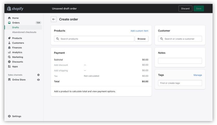 Manual Order Creation