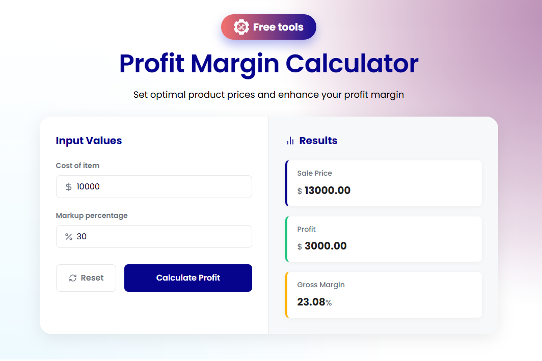 Check profit margin calculator